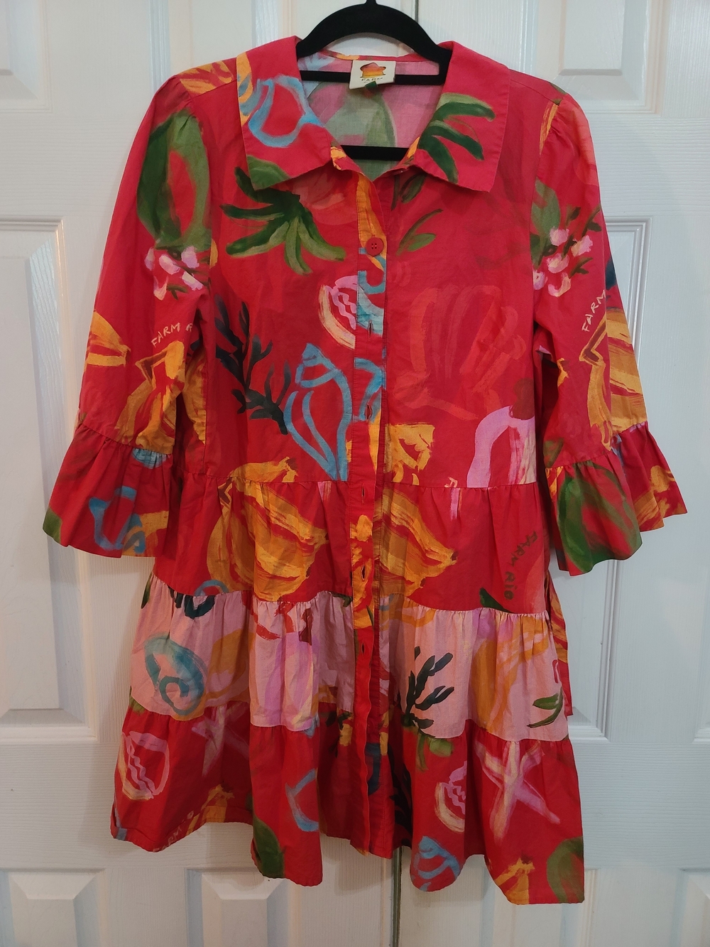 FARM Rio Red Floral-Print Mini Dress
